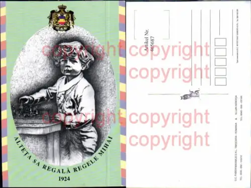465687,Alteta Sa Regala Regele Mihai 1924 Schach Chess Sport Bub Junge Wappen