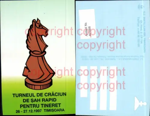 465688,Turneul de Craciun de Sah Rapid Timisoara 1997 Schach Chess Sport Figur Pferd