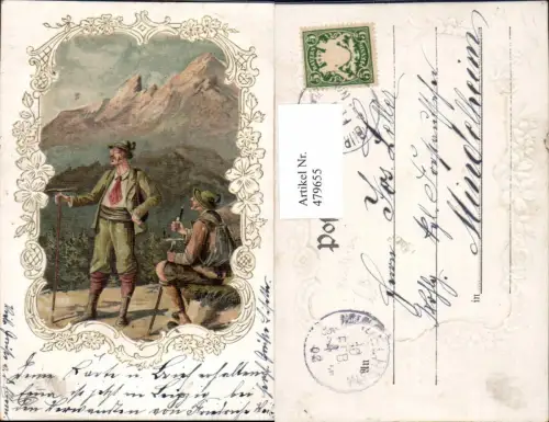 479655,Päge Litho Männer Wandern Pfeife Rauchen Bergsteigen