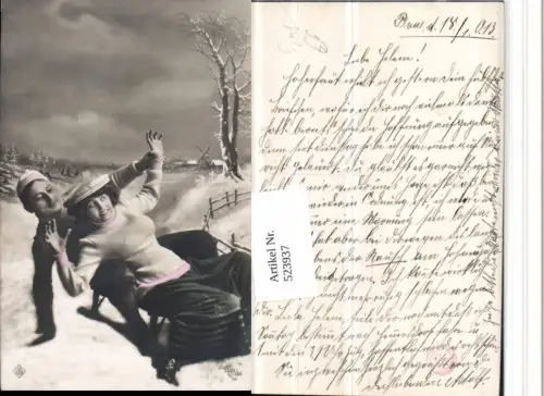 523937,Liebe Paar Sport Rodel Schlitten Windmühle Winterbild