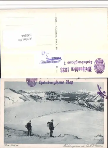 523964,Rax Habsburghaus Sport Tourengeher Bergkulisse Weihnachten 1923 Stempel