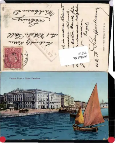 85719,Trieste Triest Hotel Excelsior m. Segelboot Zensur