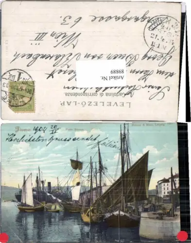 89889,Fiume Porto Baross Hafen Segelschiffe 1904