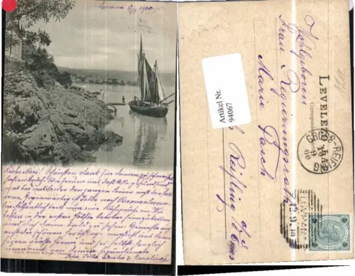 94067,RARE Lovrana Partie m. Segelboot 1900