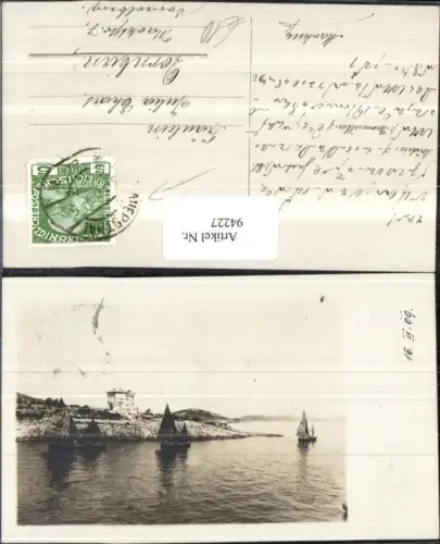 94227,Küstenlandschaft a. d. Adria m. Segelschiffen Lovrana Dubrovnik Split 1909