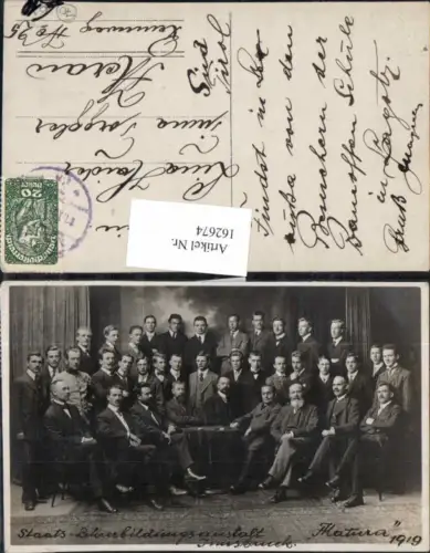 162674,Studentika Studentica Innsbruck Staats Lehrerbildungsanstalt Matura 1919