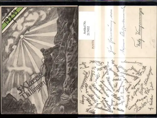 217432,Studentika Künstler Ak Friedel 5. Klasse Dillingen 1939 Bergsteiger Berg