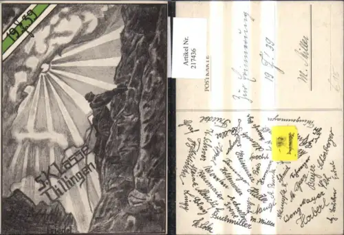 217436,Studentika Künstler Ak Friedel 5. Klasse Dillingen 1939 Bergsteiger Berg