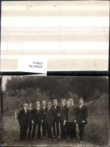279814,Foto AK Studentika Burschenschaft Männer m. Kappen Mützen Gruppenfoto