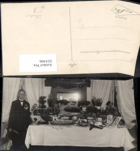 355496,Foto Ak Studentika Student Tisch m. Torte Blumen Geschenke