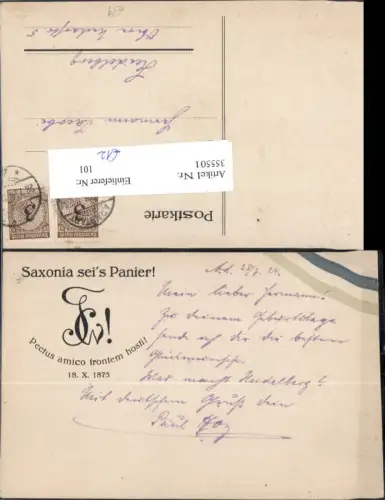 355501,Studentika Saxonia seis Panier 1924 gel Arnstadt n. Heidelberg I X