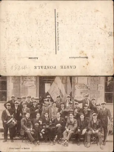 380482,Foto Ak Studentika Gruppenbild Wein Fahne Trommel