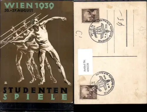 430220,Studentika 1939 Studentenspiele Sport Stempel Weltspiele Wien