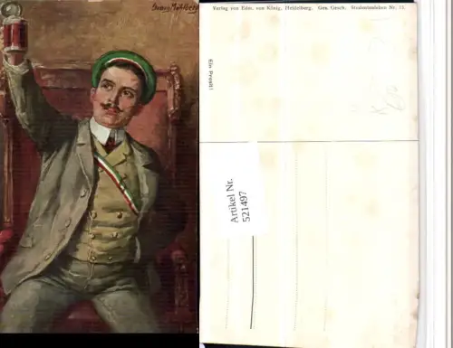 521497,Künstler AK Georg Mühlberg Studentika Prosit Bier pub Edm. König 13