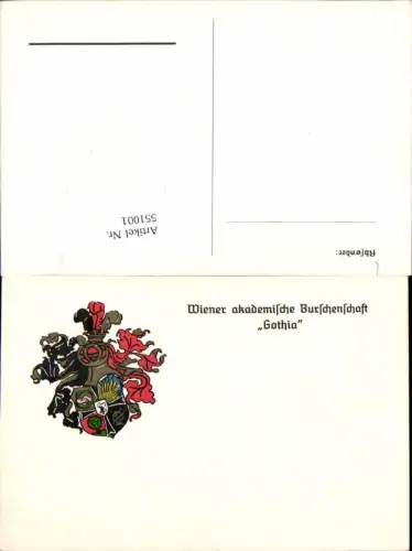 551001,Studentika Studentica Wien Burschenschaft Gothia Couleurkarte