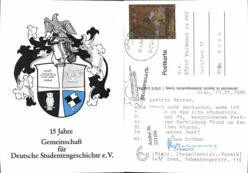 551104,Studentika Studentica 15 Jahre Gemeinschaft Deutsche Studentengeschichte
