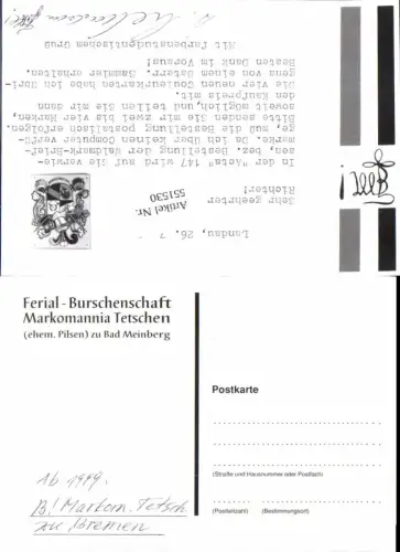 551530,Studentika Ferial Burschenschaft Markomannia Tetschen Pilsen Bad Meinberg