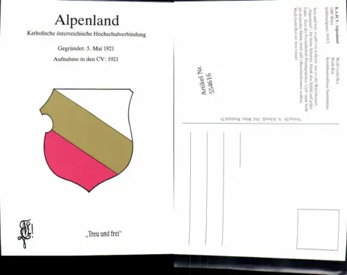 554616,Studentika Studentica Alpenland Wien Coleurkarte