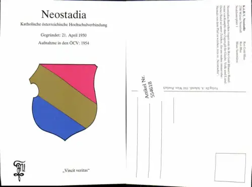 554618,Studentika Studentica Neostadia Coleurkarte Wiener Neustadt