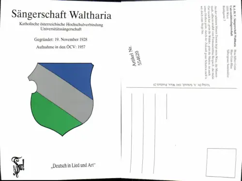 554620,Studentika Studentica Sängerschaft Waltharia Coleurkarte Wien