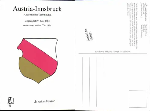 554621,Studentika Studentica Austria Innsbruck Coleurkarte