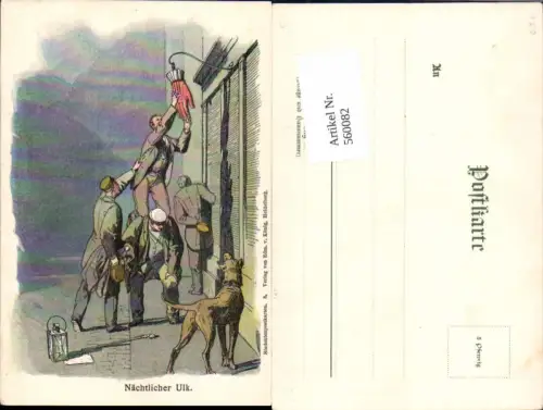 560082,Lithographie Studentica Studentika Nächtlicher Ulk Studentenpostkarte 8 pub König