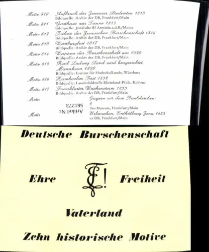561273,Studentika Studentica Deutsche Burschenschaft 10 histor. Motive Liste