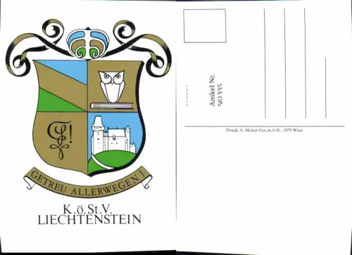 561335,Studentika Studentica KÖStV Liechtenstein Getreu Allerwegen