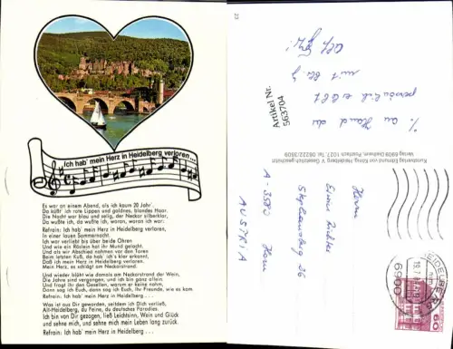 563704,Studentica Studentika Heidelberg Liedtext Ich hab mein Herz i. Heidelberg verloren