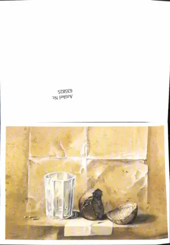 635825,Künstler Ak Wasser und Brot Glas Studentika