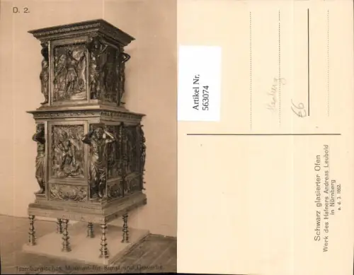 563074,Hamburg Museum für Kunst u. Gewerbe Schwarz glasierter Ofen v. Hafner Leubold Heizung