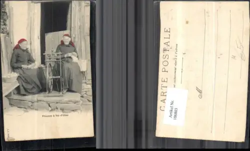 106803,Fileuses a Val d�Illiez Frauen m. Spinnrad Kanton Wallis