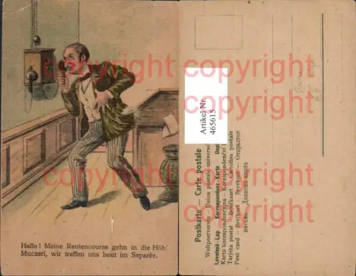 465615,Künstler Ak Mann a. Telefon Humor Spruch Text