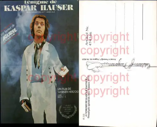 474166,Film Reklame Kaspar Hauser Werner Herzog Bruno S. 1975 Cannes