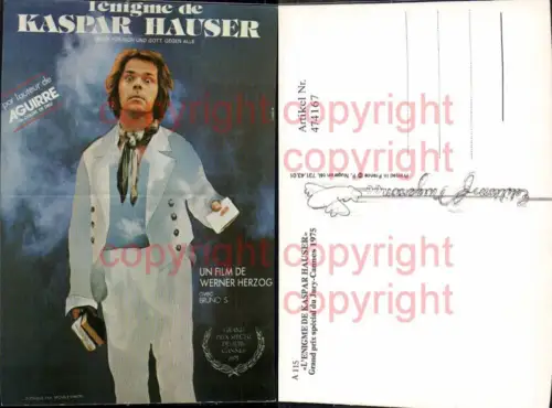 474167,Film Reklame Kaspar Hauser Werner Herzog Bruno S. 1975 Cannes