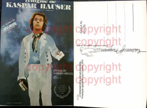474170,Film Reklame Kaspar Hauser Werner Herzog Bruno S. 1975 Cannes
