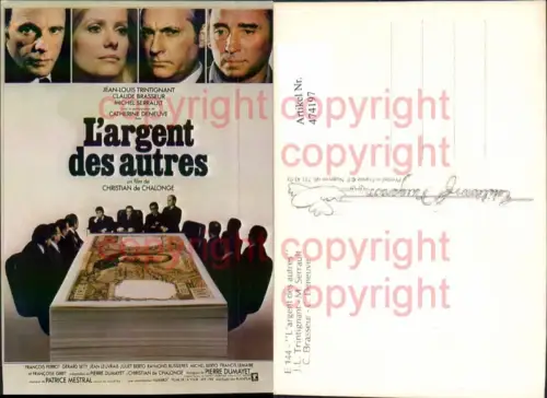 474197,Film Reklame L argent des autres Christian de Chalonge Jean-Louis Frintignant Catherine Deneuve