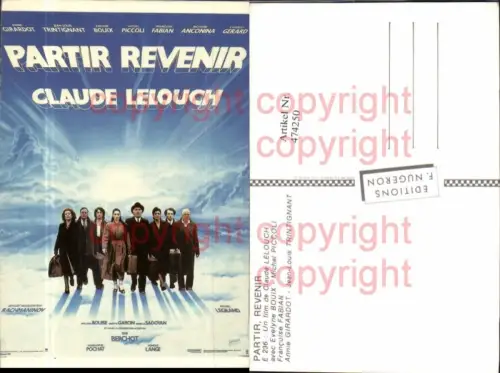 474250,Film Reklame Partir Revenir Claude Lelouch Annie Girardot Jean-Louis Trintignant