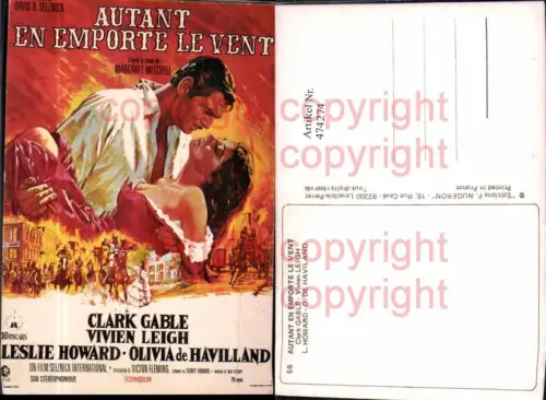 474274,Film Reklame Autant en Emporte le Vent Clark Gable Vivien Leigh Leslie Howard
