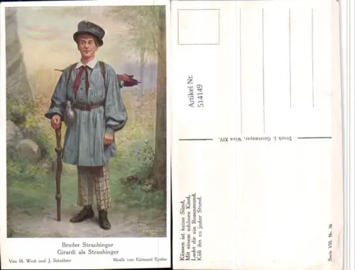 514149,Operette v. Edmund Eylser Künstlerkarte M. West u. Schnitzer Bruder Straubinger