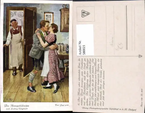 580021,Künstler Ak Cark Zopf Der Herrgottschnitzer v. Ludwig Ganghofer Kuss Theaterszene Theater