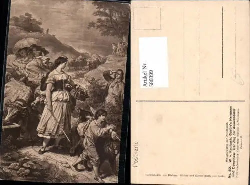 580399,Künstler Ak W. v. Kaulbach Goethes Hermann u. Dorothea Zug Auswanderer Theater Theaterszene