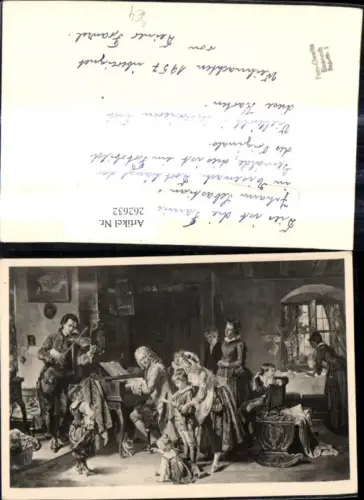 262632,Künstler Ak Männer spielen Klavier Geige Familie Wohnzimmer Theater Musik
