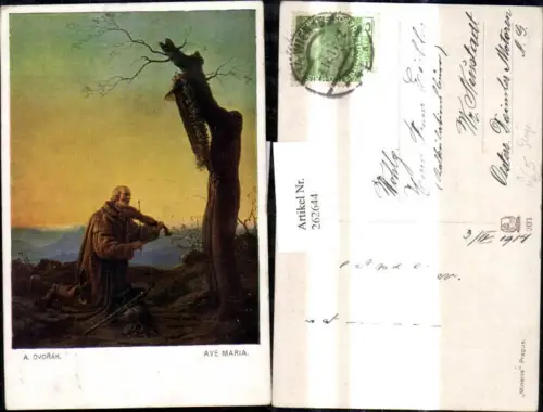 262644,Künstler Ak A. Dvorak Ave Maria Mann spielt Geige v. Marterl Bildstock Theater Musik