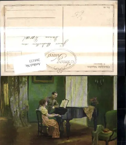 264153,Künstler Ak E. Schneider Glückliche Stunden Frau spielt Klavier Theater Musik