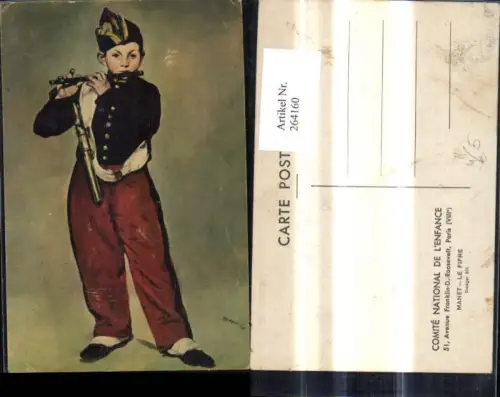 264160,Künstler Ak Manet Le Fifre Bub Junge i. Uniform spielt Flöte Querflöte Theater Musik