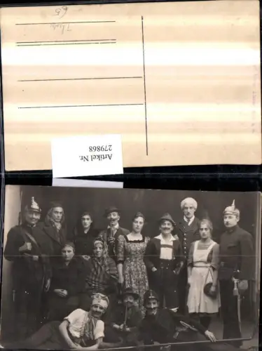 279868,Foto AK Theater Personen Kostüme Soldaten Pickelhaube Tracht Pfeife Gruppenfoto
