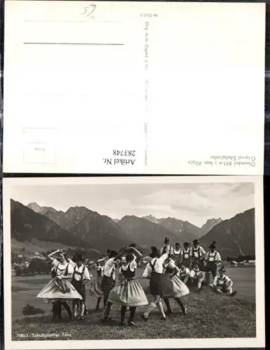 283748,foto Ak Schuhplattler Tanz Oberstdorf Paare Tracht Tanzen Bergkulisse Theater Musik