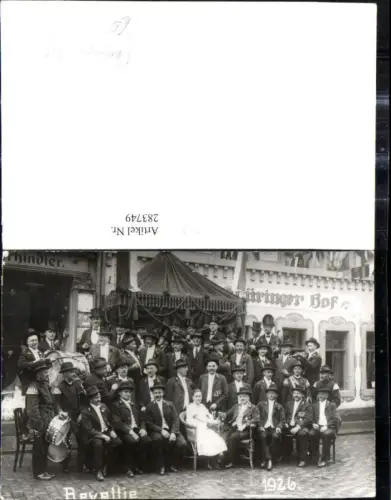 283749,Foto Ak 1926 Thüringer Hof Musikanten Gruppenbild Theater Musik