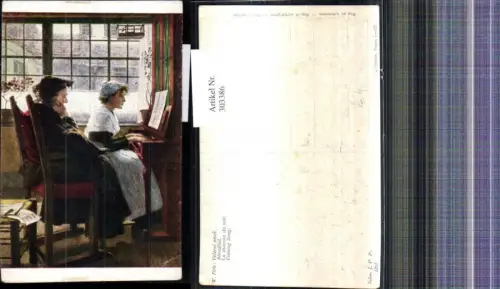 303386,Künstler Ak W. Firle Abendlied Mädchen spielt Klavier Theater Musik pub J. Plichta Praha 321